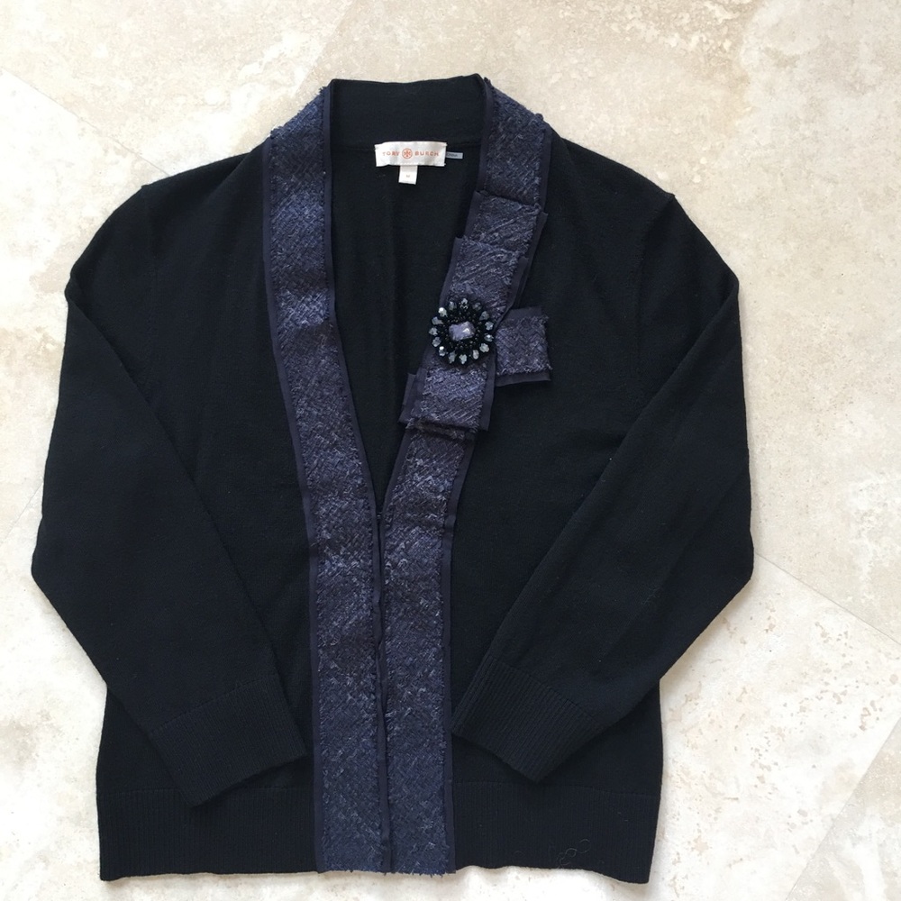 Tory Burch black sweater with embellishment
